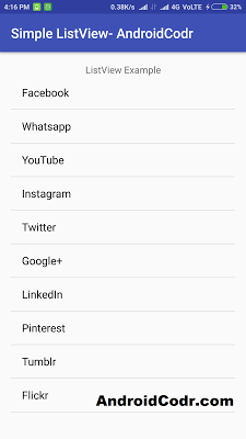 Android ListView example